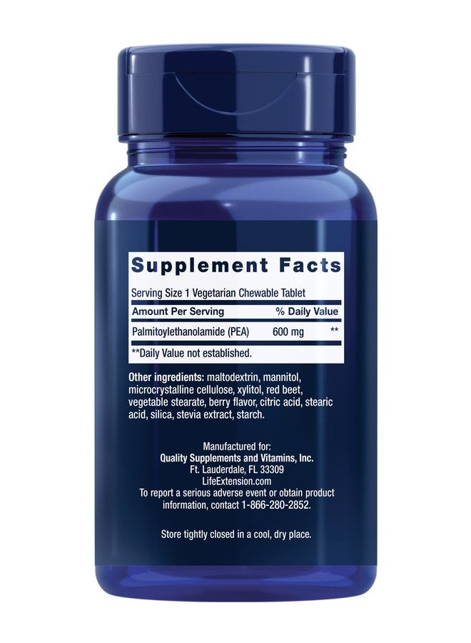 Life Extension Pea Discomfort Relief (Berry Flavor) for Occasional Minor Pain & Discomfort – Palmitoylethanolamide Supplement - Gluten-Free, Non-GMO, Vegetarian – 60 Chewable Tablets - Image 2